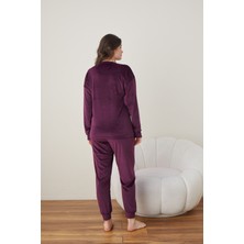 Lukitus Baskılı Kadife Pijama Takımı
