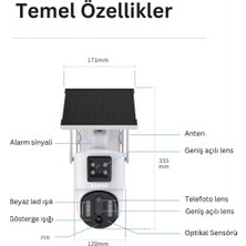 Avenir AV-M13 4g Simkartlı Solar Panelli 3 Lensli 12MP Full Color Gece Görüşü Çift Yönlü Ses Kamera