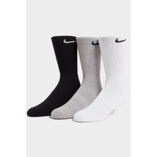 Nike Dri Fit Everyday Cotton Cushioned Crew 3 Pr Siyah  Çorap 3 Çift Beyaz-Gri-Siyah