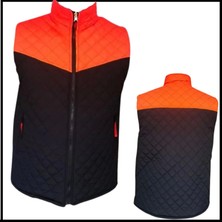 Savex Uyguna-Yakala M Beden Çift Taraflı Kapitone Yelek Siyah-Turuncu Renkli Hafif Ve Pratik