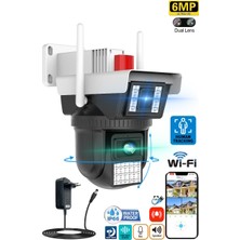 Ventus Max Wifi 6mp Dual Lens Hareketli Gece Görüş Insan Takibi Sesli Türkçe App Akıllı Kamera + Adaptör