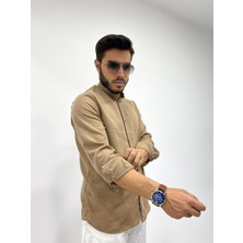 Bej Hakim Yaka Erkek Gömlek
