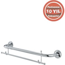 Çelik Banyo Paslanmaz Pirinç Bella İkili Uzun Havluluk Çift Kancalı 50 cm