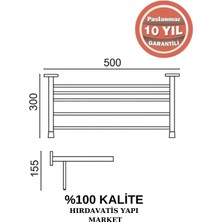 Çelik Banyo Paslanmaz Pirinç Bella Montajlı Raf Havluluk 50 cm