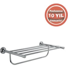 Çelik Banyo Paslanmaz Pirinç Bella Montajlı Raf Havluluk 50 cm
