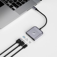 Wiwu USB C HDMI Adaptörü 3in1 HDMI 4K@60Hz Girişli 100W Pd Type-C Hub Bağlantı Istasyonu Gri Wiwu WI-HB8002