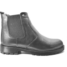 Onlo Ayakkabı DN.0663  Deri Siyah Kürklü Fermuarlı Klasik Erkek Bot