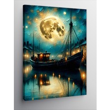 Tablomega Kanvas Tablo Ay Işığında Yelkenli