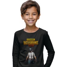 Texclusive Pubg Mobile Tshirt Uzun Kol Çocuk Tişört Siyah