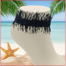 BijuStore Siyah Renk Püsküllü Özel Dokuma Kadın Halhal