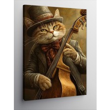 Tablomega Kanvas Tablo Çello Çalan Şık Kedi
