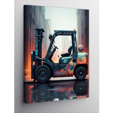 Tablomega Kanvas Tablo Forklift ve Renkli Arka Plan