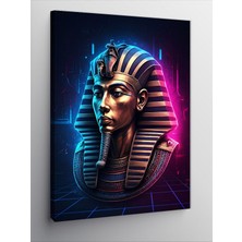 Kanvas Tablo Neon Işıklı Mısır Firavunu Figürü