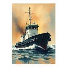 Tablomega Denizdeki Huzurlu Gemi Art Mdf Poster 18CM x 27CM