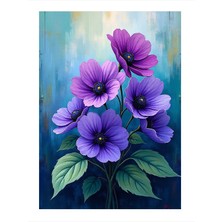 Tablomega Mor Menekşe Demeti Model Mdf Tablo 18CM x 27CM