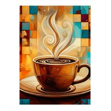 Tablomega Şık Kahve Sunumu ve Desenler Dekoratif Ahşap Tablo 18CM x 27CM