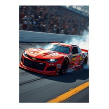 Tablomega Hız Yarışı Arabası Desenli Ahşap Tablo 25CMX 35CM