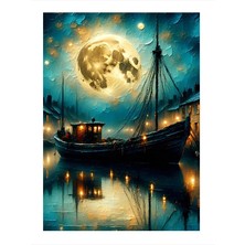 Tablomega Ay Işığında Yelkenli Mdf Poster 35CM X50CM