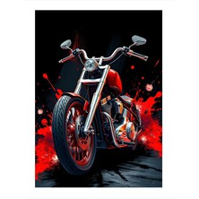 Tablomega Kırmızı Motosiklet Tasarım Mdf Tablo 18CM x 27CM