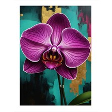 Tablomega Mor Orkidenin Zerafeti Hediyelik Ahşap Tablo 35CM X50CM