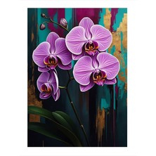Tablomega Mor Orkide Duruşu Model Ahşap Tablo 35CM X50CM