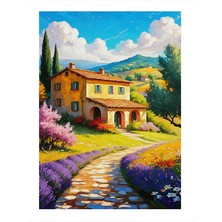Tablomega Toskana'da Güzel Bir Ev Modern Mdf Tablo 35CM X50CM