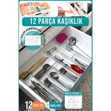 Fithome 12'li Kaşık ve Kepçe Düzenleyici Modüler Organizer Çekmece Içi Düzenleyici Çift Çekmece Kullanılır Kaşıklık