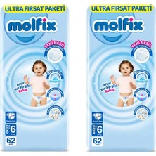 Molfix 6 Numara Bebek Bezi Ultra Fırsat Paketi 62LI x (2 Paket)