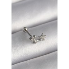 Clariss 316L Çelik Gümüş Renk Zirkon Taşlı Yıldız Tragus Piercing