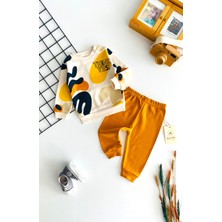 Derin Bebe Neşeli Bebekler Think Yes Baskılı Desen Iki Iplik Penye Kumaş Takım Renkli Turuncu