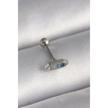 Clariss 316L Çelik Gümüş Renk Mavi Zirkon Taşlı Tragus Piercing