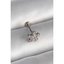 Shopzum 316L Çelik Gümüş Renk Zirkon Taşlı Yıldız Model Tragus Piercing