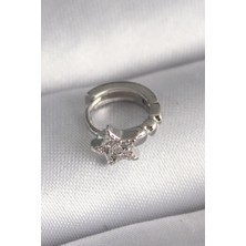 Shopzum 316L Çelik Gümüş Renk Zirkon Taşlı Yıldız Model Tragus Piercing
