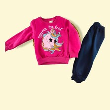 yoyo kids Elegance Serisi: Unicorn Desenli Kız Çocuk 2'li Takım | Pembe Lacivert | 3 Yaş