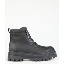 Calvin Klein Deri Siyah Erkek Bot Lugged Boot Laceup Rebellıous