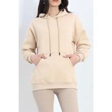 Kazax Kanguru Cepli Kapşonlu Sweat Bej - 20960.1878.