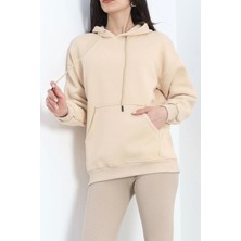Kazax Kanguru Cepli Kapşonlu Sweat Bej - 20960.1878.