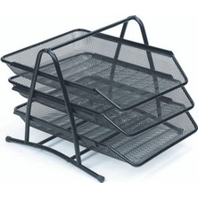 Evrak Rafı Metal Perforeli 3 Lü Siyah 9181