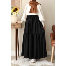 Ande Tesettür Katlı Etek-Siyah