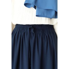 Ande Tesettür Katlı Etek-Lacivert