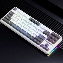 Aula F87 Mekanik Rgb Tkl Graywood V3 Switch Kablosuz Makrolu Hot Swap Klavye Beyaz