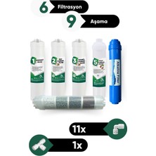 Su Arıtma 6 Filtre 9 Aşama Alkalin Filtre Takımı 6 Filtre 9 Aşama Mineral Filtre Seti Membransız