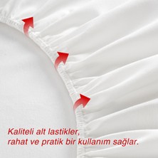 MODELHOME Nevresim Kumaşından Pamuklu-Yastık Kılıflı,tek Kişilik Veya Çift Kişilik Lastikli Beyaz Renkli Çarşaf Takımı (7 Farklı Ebat)