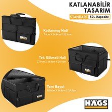 Haegs Araba Bagaj Çantası, Araç Içi Düzenleyici Organizer, Düzenleyici, Oto Aksesuarları 50LT- Siyah