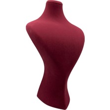 Megass Dekor Yerli Üretim Süet Kumaş Lidya Manken Bordo Renk 34/20 cm Kolye Gerdanlık Takı Sergileme Mankeni