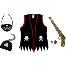 Evimdeyokyok Korsan Seti Korsan Yelek Kanca Göz Bandı Yüzük ve Tabanca Seti 4-7 Yaş