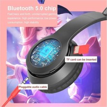 YGT Kedi Kulağı Bluetooth Kablosuz Kulaklık Rengarenk Işıklı Rgb Çocuk Oyun Kulaklığı