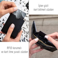 Trusador Valencia Carbon Kartlık Hakiki Deri Cüzdan Unisex Kadın Erkek Rfid Korumalı