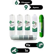 Su Arıtma 6 Filtre 9 Aşama Ph Alkalin Filtre Takımı 6 Filtre 9 Aşama Mineral Filtre Seti Membransız