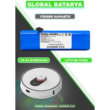 Global Batarya Roidmi Eve Uyumlu Akıllı Robot Süpürge Bataryası 14.4V 6400MAH Li-Ion Pil (Yüksek Kapasite)